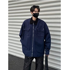 春秋宽松型青少年藏蓝色底特律工装夹克男秋冬潮长袖3569/P100，男装夹克，星座506