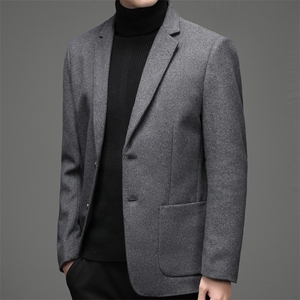S-M903冬季男士毛呢西装外套加厚羊毛呢子大衣西服P135图片