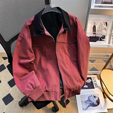 美式cleanfit复古底特律工装外套男款秋季翻领棒球服短款纯棉夹克，男装夹克，星座813-2