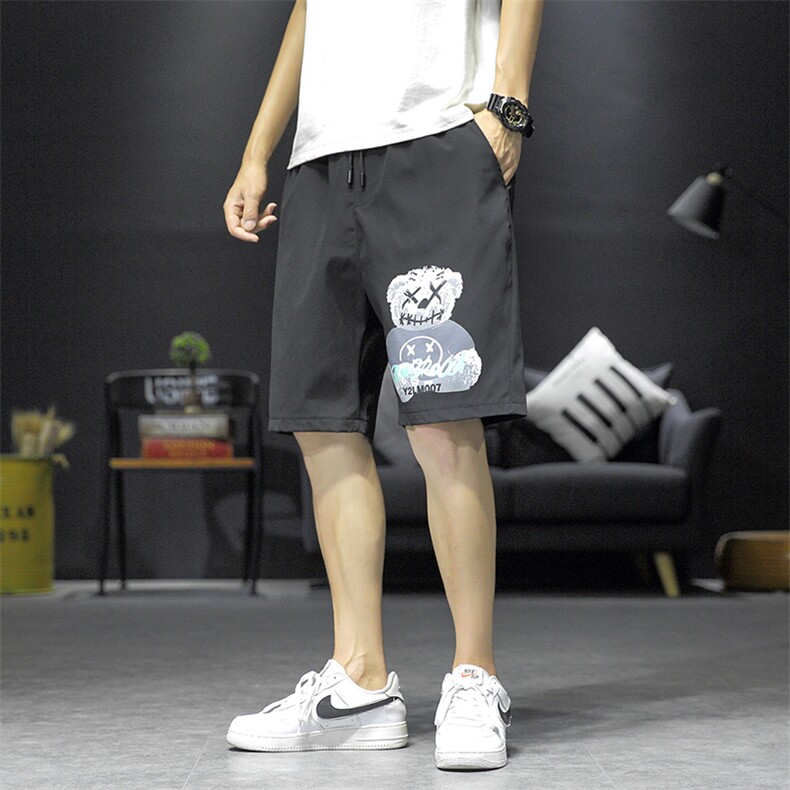 1港风休闲大码M-5XL运动5分裤原宿潮流五分裤男中裤7168P25控38，男装牛仔裤，星座226-2