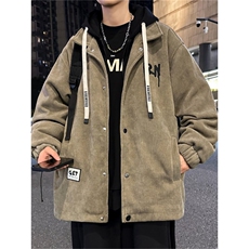 网络图现货潮流复古假两件连帽港风宽松加绒保暖夹克J7014-P70，男装夹克，星座715-7