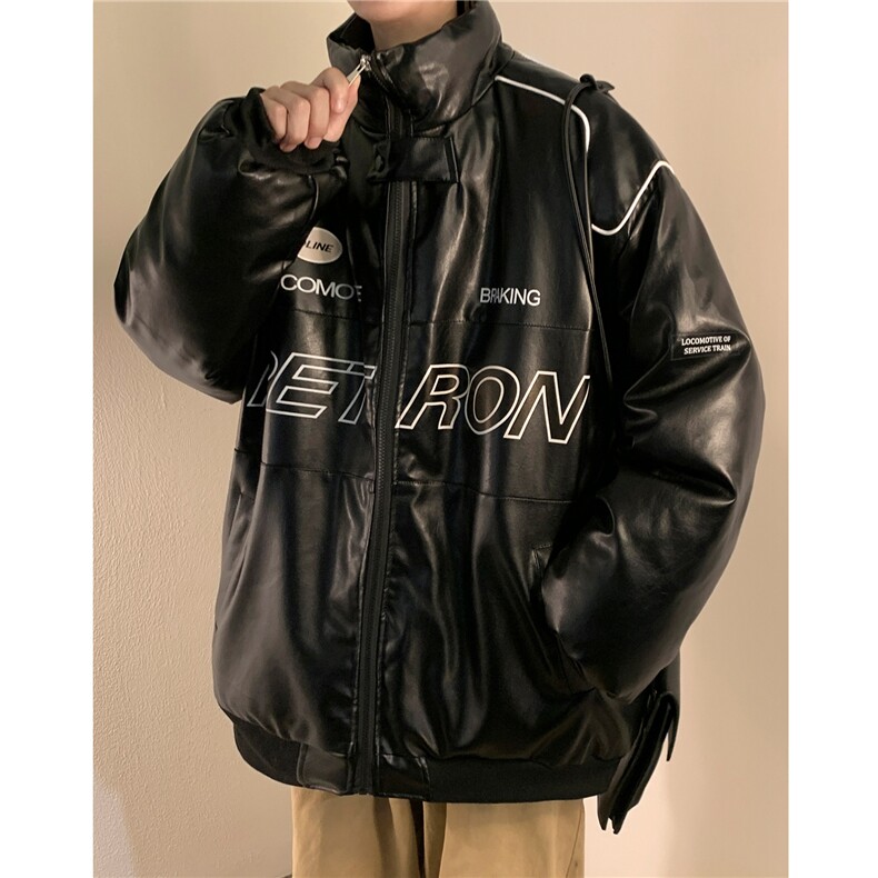 新款美式PU皮棉衣冬季加厚棉服潮牌机车外套ins男D233P128,男装棉衣,电商A335-1（原A458）