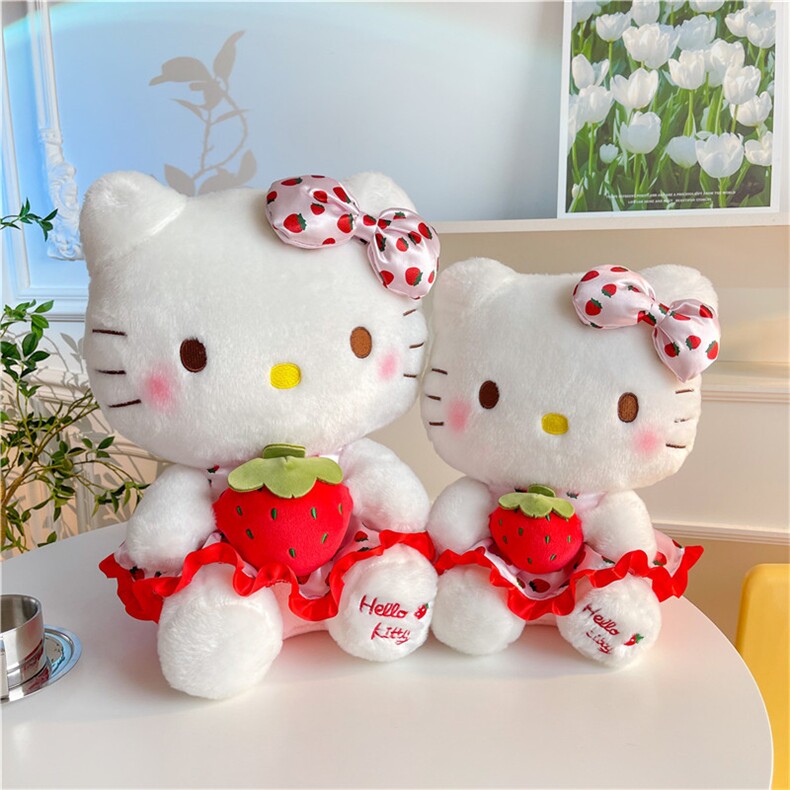 新款hellokitty大公仔草莓kt猫安抚玩偶猫咪娃娃厂家可爱礼物，可妍玩具网供