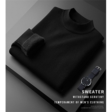 高品质加绒加厚保暖一体绒半高领打底毛衣男修身针织衫JR2113-P63，男装T恤，电商A213