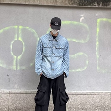 秋装新款小众设计感印花复古牛仔外套情侣装宽松夹克上衣JK2108，男装工装外套，星座516A