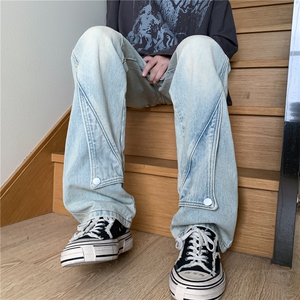 美式牛仔裤男款春季水洗做旧小众黄泥染长裤A061-YJ6724-P65控88图片