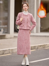 【现货bao款】2026冬装新款韩式淑女小香羽绒长裙套装90绒狐狸毛，女装套装/套裙，众宇琦