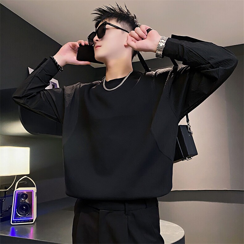 AW200/特P78控108春季社会小伙拼接撞色简约打底设计感卫衣男白首,男装卫衣,星座305B-1
