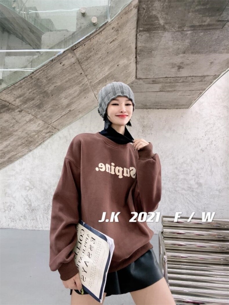 2021冬款加绒卫衣，女装卫衣/绒衫，简蔻