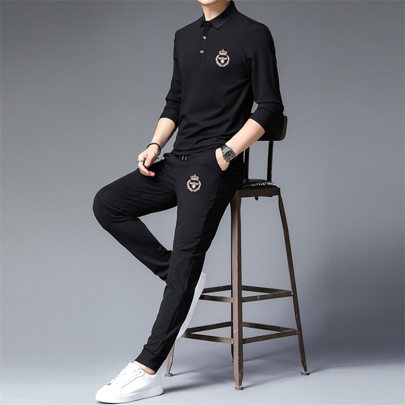 ANT8052钱塘2020-3秋季新款时尚翻领男士套装休闲运动两件套P122,男装休闲套装,钱塘207-3