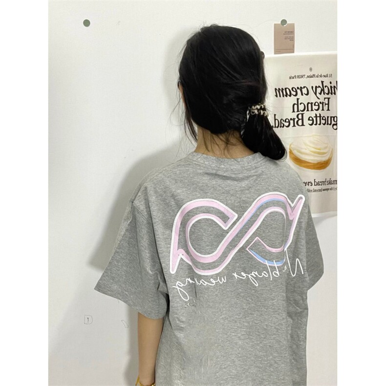 H0976-P40高版本#刺绣+印花休闲宽松情侣款短袖T恤，女装T恤，星座617A-2