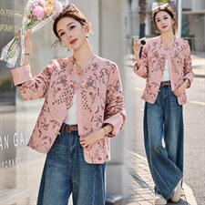 《现货》bao款重工满秀人丝提花面料手工高级花朵扣子短款上衣女图片