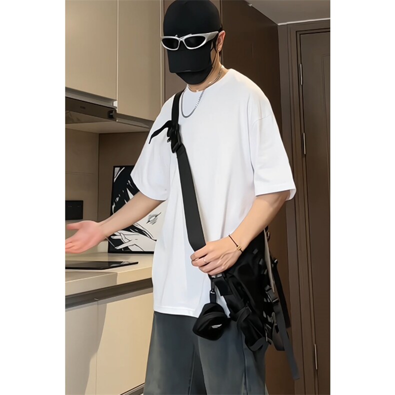 美式纯色休闲风短袖T恤男女宽松简约款重磅圆领上衣T3495-特价P20,男装T恤,电商A007