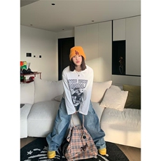 美式复古水洗cleanfit直筒牛仔裤男女潮牌宽松阔腿拖地裤WA1-P48，男装牛仔裤，星座1008