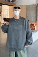 港风大码美式钢印麂皮绒套头圆领卫衣男女XZ213-JPR205-P60控78，男装卫衣，星座213