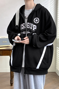 2024秋季开衫连帽卫衣男潮流宽松青少年学生休闲外套上衣WY05P58图片