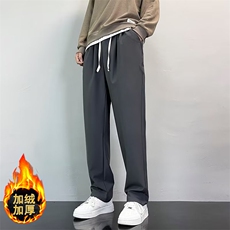 加绒加厚西裤男秋冬季款宽松阔腿裤直筒运动卫裤休闲裤S1，男装休闲裤，星座1116A-2（原606A-1）