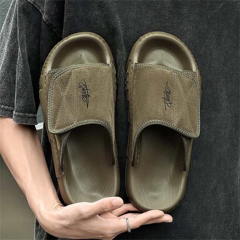 X5011-p155夏季沙滩鞋男魔术贴露趾凉拖新款一字拖休闲拖鞋男，男鞋拖鞋，星座1407-3