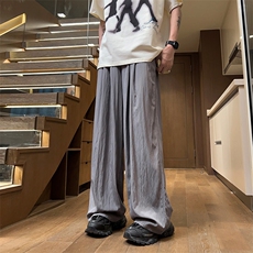 15山本裤男潮薄款冰丝阔腿裤垂感宽松拖地裤XZ211-1-K2419-P40，男装休闲裤，星座211-1