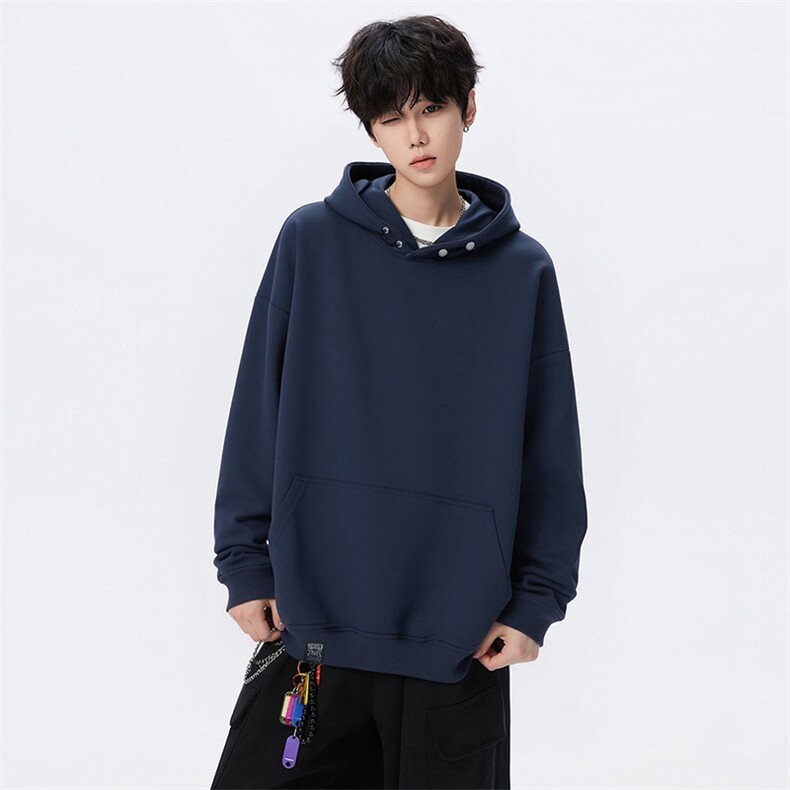 抖音得物品质二开380克全棉秋冬美式宽松两粒扣连帽卫衣CM22，男装卫衣，电商A486