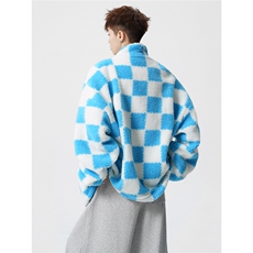 羊羔毛格子外套大码M-5XL加棉聚酯纤维棉衣YG78159P105控149，男装棉衣，星座227-7