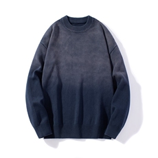 水洗纯棉！圆领扎染毛衣青少年宽松休闲打底衫MY6618P85，男装针织衫/毛衣，星座914