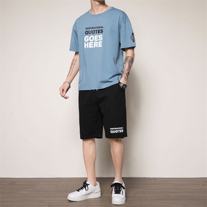 2021夏装潮牌纯棉青少年休闲运动两件套短袖套装男 H0807-P35图片