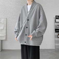 8XL-M春季开衫V领卫衣男港风日系慵懒风痞帅长袖上衣服外套KS001，男装卫衣，电商B312