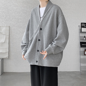 8XL-M春季开衫V领卫衣男港风日系慵懒风痞帅长袖上衣服外套KS001图片