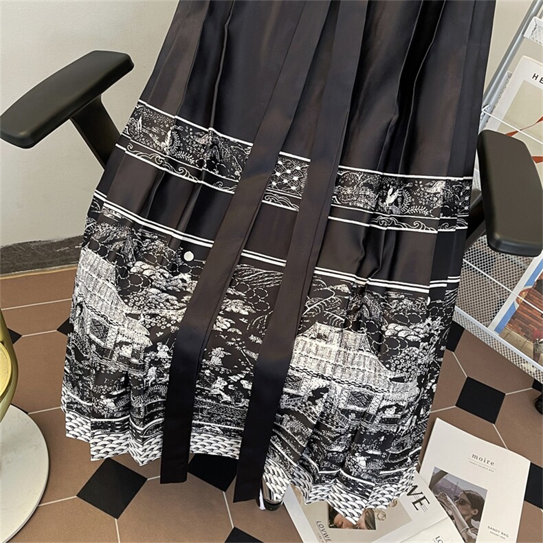 新中式风汉服马面半身裙男女款夏季潮牌宽松长裙KZ470-P48,女装半身裙,星座308B-1