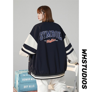 中性风上衣夹克宽松落肩拼色棒球服外套XZ214-8 JK712-P75图片