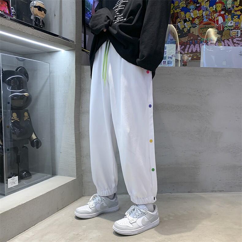 休闲裤男秋韩版排扣阔腿裤港风潮牌宽松束脚裤 A125-DK911-P50图片