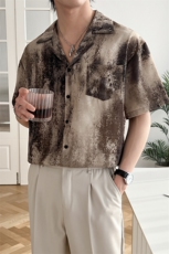 B353CS368P55M-3XL聚酯纤维100夏新款2025冰丝衬衫直播款咖，男装衬衫，电商B353