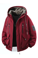 立体冬季外套加绒加厚潮牌夹克连帽宽松保暖派克服A436-D209-P80，男装夹克，电商A436