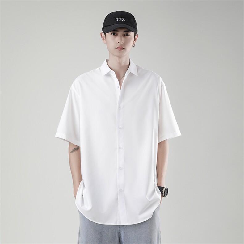 夏季薄款冰丝短袖衬衫男士韩版简约衬衣潮牌宽松休闲上衣C031-P30,男装衬衫,星座308B-1