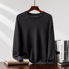 2025年秋季新款百搭长袖圆领羊绒衫，男装羊绒套衫，台绒羊绒