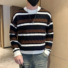 秋冬店主风社会小伙微阔圆领提花针织套头毛衣301A-1/M90/P68，男装针织衫/毛衣，星座301A-1