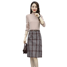 套装/套裙2024年冬季优雅时尚气质百搭收腰格子，女装套装/套裙，施恩睿棋