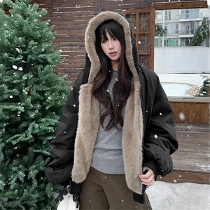 两面穿现货重磅短款座山雕棉衣男女双面穿毛毛绒棉服加厚外套图片