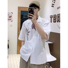 夏季简约基础椰树刺编织短袖衬衫度假风百搭休闲衬衣C22541，男装T恤，星座1116A（原606A-3）