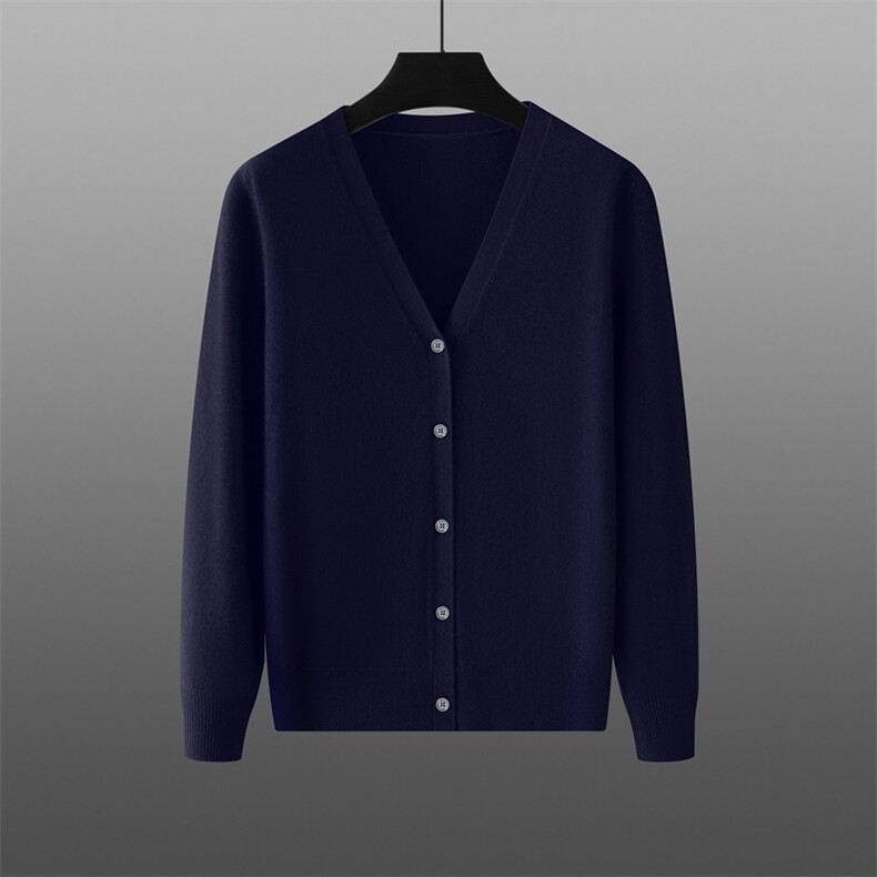 2025春秋新款羊绒衫女100纯山羊绒V领时尚纯色简约百搭针织开衫，男装羊绒开衫，旭友羊绒