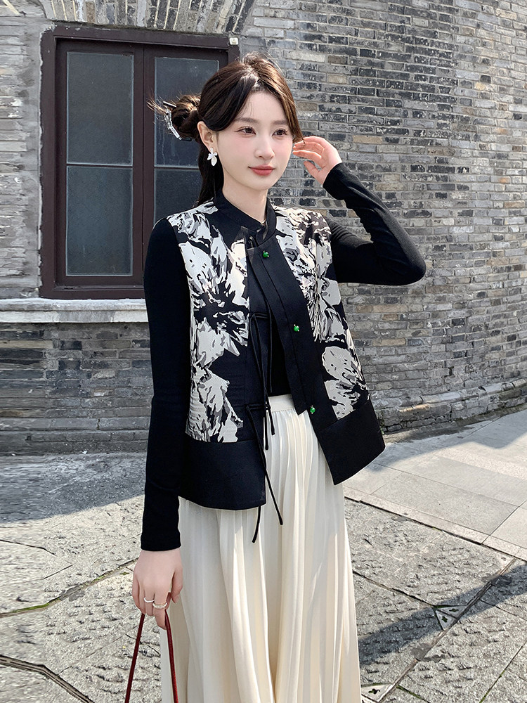 春季新款中式风格女装马甲优雅显瘦时尚百搭,女装马甲,鑫慧