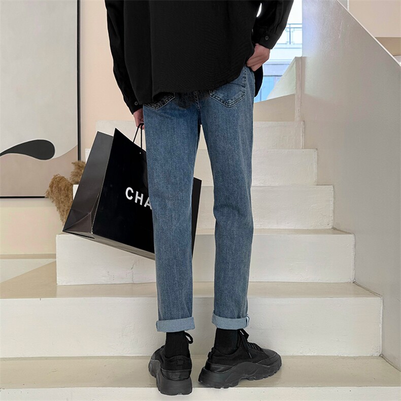 双色牛仔裤男搭配马丁靴韩版潮流弹力显瘦裤子B381-2/870/P68图片