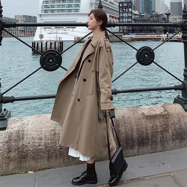 现货2021春秋季新款卡其双排扣风衣225-7220-P140控198,女装风衣,浙宝225