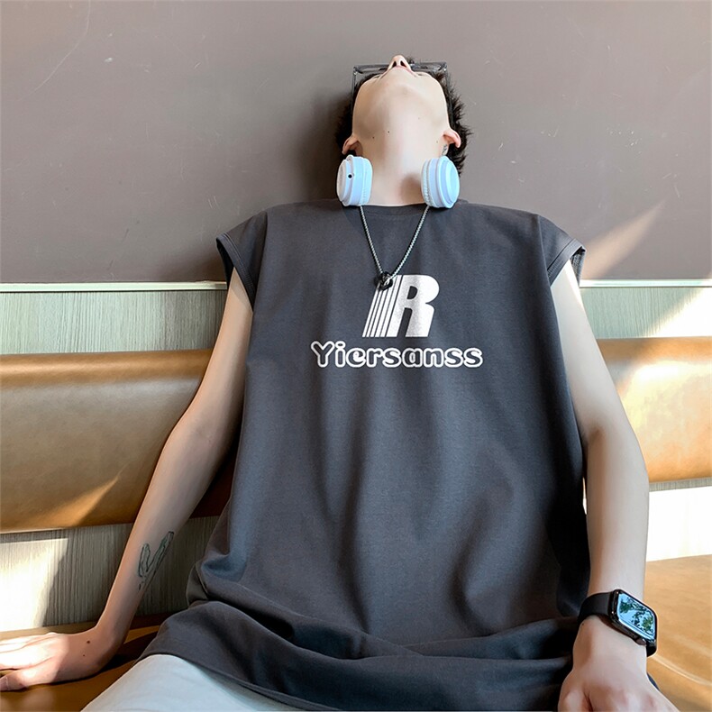 直播抖音得物品质纯棉250克无袖背心T恤T2537P25控39，男装背心/马甲，电商C408(原B339-1)