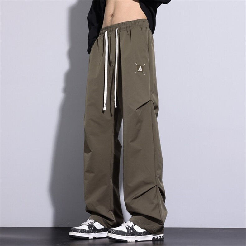 春季潮流美式高街垂感褶皱设计宽松直筒长裤A436-857-P35,男装休闲裤,电商A436