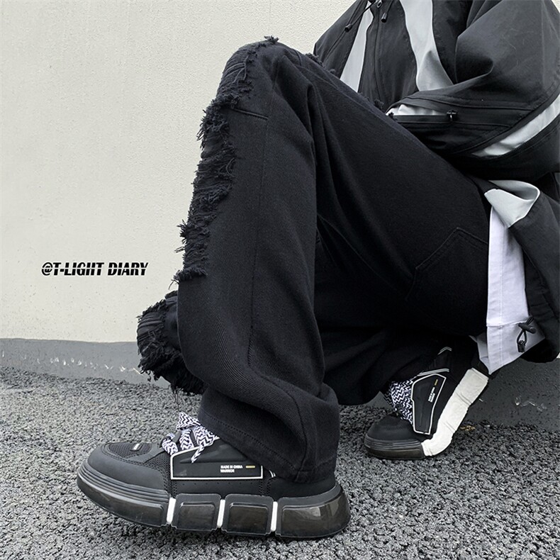B221 美式ins高街小众重工艺假破洞小脚牛仔裤 LK23019-P60 控78图片