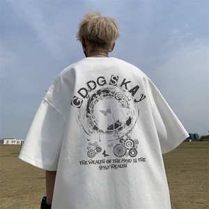 已注册/夏季外景纯棉设计感小众短袖T恤男潮宽松体恤衫DT9670/P25图片