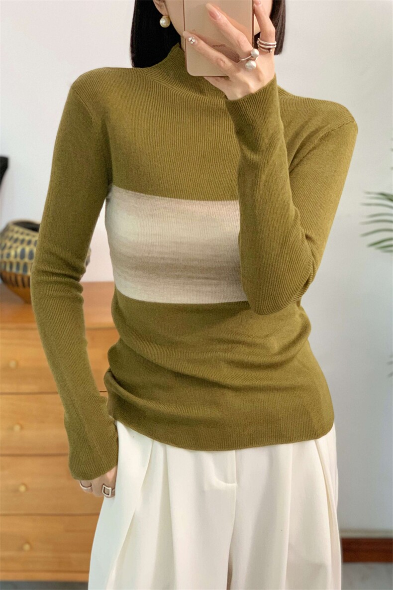 时尚百搭女士羊毛衫简约优雅修身显瘦长袖针织衫,女装羊毛衫,宛庄羊绒