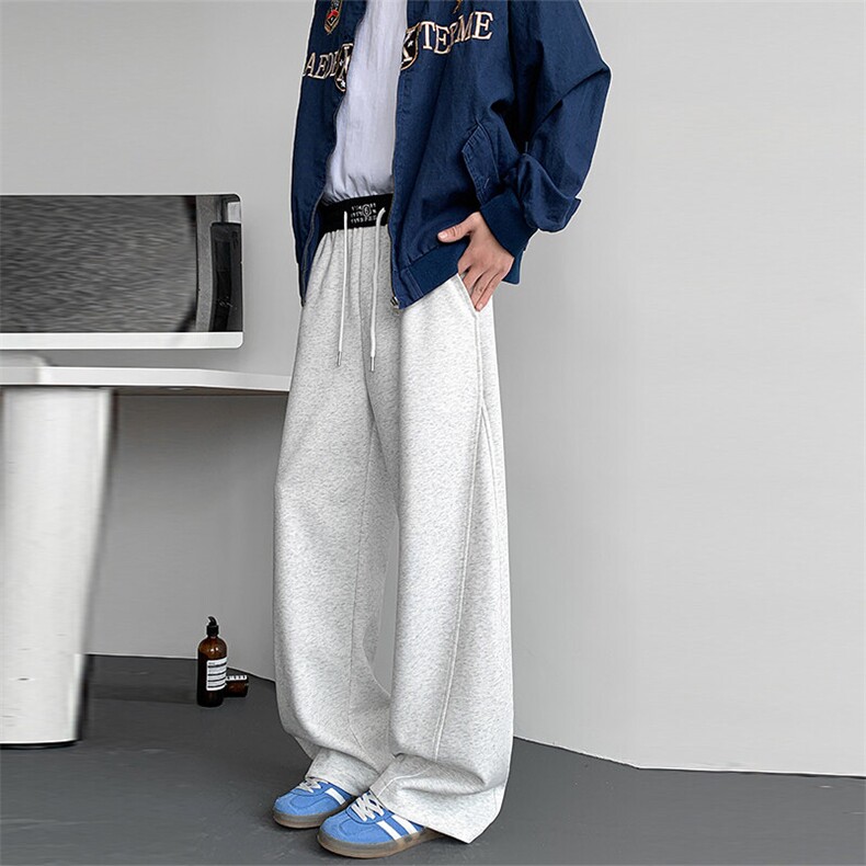 休闲裤男秋季新款港风宽松高品质华棉复合牛奶丝长裤K8558-特P40，男装休闲裤，星座214-9